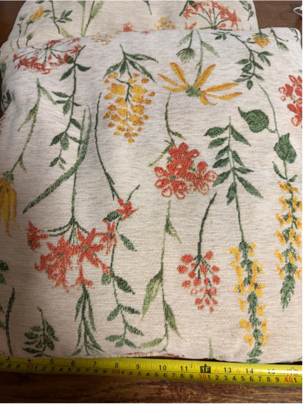 Pair of 18x18 Floral Botanical Chenille Tapestry Throw Pillows Reversible Yellow - Picture 4 of 5
